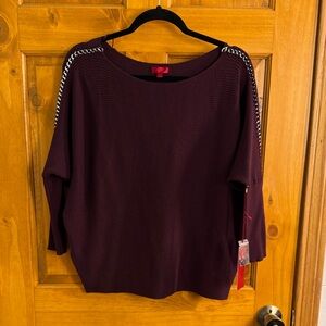 Jennifer Lopez Burgundy Sweater with Chain Detail